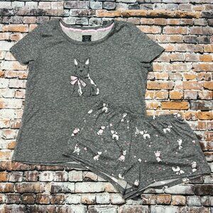 Laura Ashley 2 Piece Pajama Set - Scottie Dog - Tee and Shorts - Size Medium